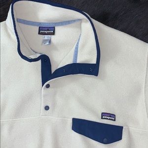 White and Blue Patagonia Pullover